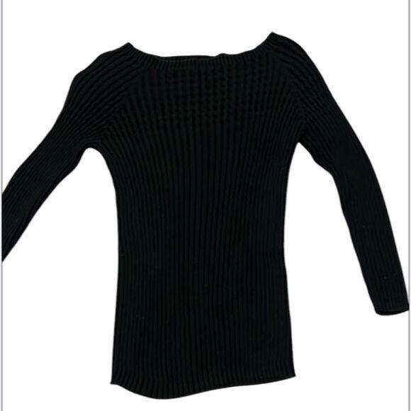 Talbots petite size small 3/4 sleeve ribbed boatneck black sweater EUC - Picture 1 of 8